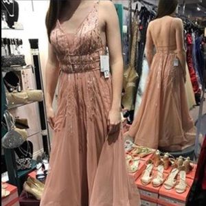 Size 4 Rose Gold Prom gown open back